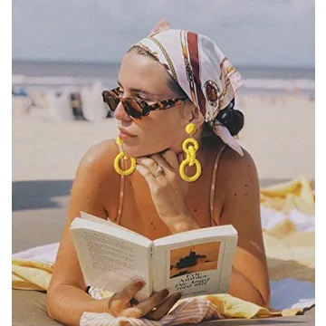 Rattan Earrings Handmade Hypoallergenic Raffia Circle Drop Dangle Earrings Boho Summer Beach Vacation Earrings