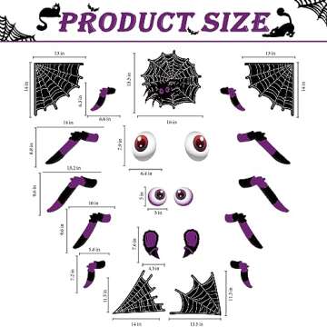 Halloween Trunk Or Treat Car Decorations Kit, 21Pcs Spider Design Stickers, Halloween Garage Door Decorations Halloween Monster Face Decorations, Archway Door Stickers for Halloween Outdoor Decor