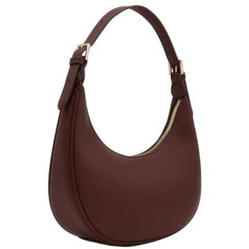 Elegant Crescent Shoulder Bag Underarm Purse (Coffee)