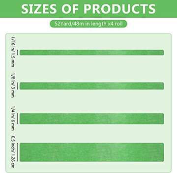 Epakh 4 Rolls Pinstripe Tape, Masking Tape in 1/16, 1/8, 1/4 and 1/2 Inch Wide, for Painters Automot...