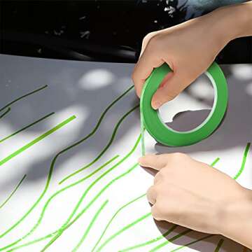 Epakh 4 Rolls Pinstripe Tape, Masking Tape in 1/16, 1/8, 1/4 and 1/2 Inch Wide, for Painters Automotive DIY Car Auto Paint Art(Green,52 yd)