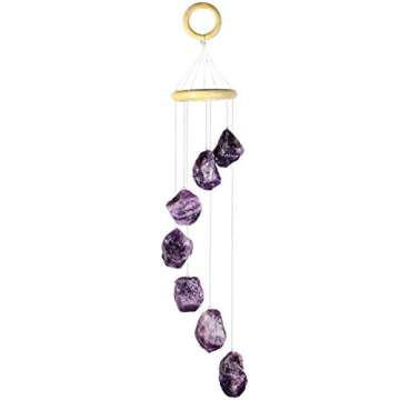 Rockcloud Amethyst Raw Stones Wind Chime Home Garden Decoration Figurine