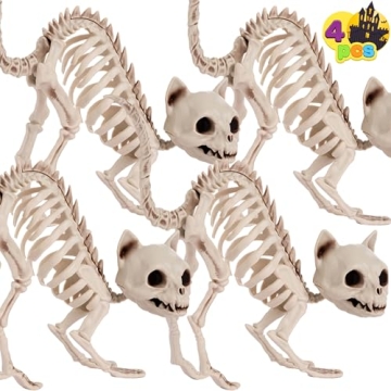 JOYIN 4 PCS Skeleton Cats Halloween Decorations Set for Spooky Fun