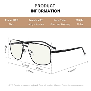 RB.Pilot Reading Glasses for Men with Blue Light Protection