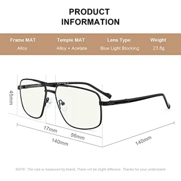 RB.Pilot Reading Glasses for Men with Blue Light Protection
