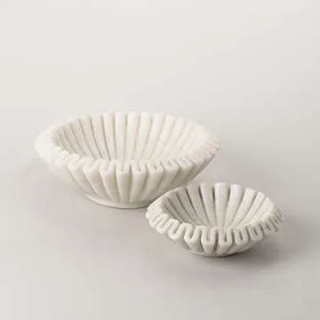 Elegant Marble Ruffle Bowl - Eco-friendly Decorative Bowl
