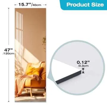 DEHWFT Full Length Mirror，47.25"x15.75" Acrylic Wall Mirror，Home Fitness Mirror，Non-Glass shatterproof Mirror，Simple Home Decor for Living Room Bedroom Cloakroom