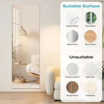 DEHWFT Full Length Mirror，47.25"x15.75" Acrylic Wall Mirror，Home Fitness Mirror，Non-Glass shatterproof Mirror，Simple Home Decor for Living Room Bedroom Cloakroom