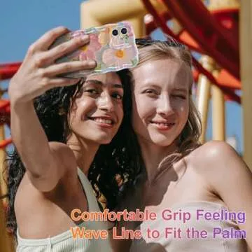 EYZUTAK Case for iPhone 11, Colorful Retro Oil Painting Printed Flower Laser Beam Glossy Pattern Cute Curly Waves Border Exquisite Phone Cover Stylish Durable TPU Protective Case for Girls Women-Green