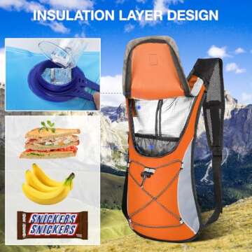 Hydration Backpack with 2L Hydration Bladder Water Backpack for Hiking Hydration Pack for Running Cycling Hiking Festival Gear.