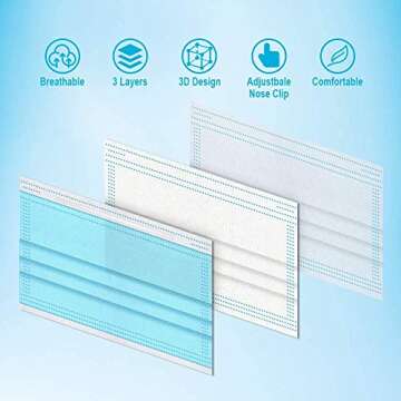 Comix Disposable Face Masks - 3-Layer Adult Masks, Pack of 100