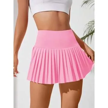 Milumia Women's Golf Skirt High Waist Pleated Mini Tennis Skirt Athletic Skort with Pocket Pale Pink Small
