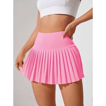 Milumia Women's Golf Skirt High Waist Pleated Mini Tennis Skirt Athletic Skort with Pocket Pale Pink Small