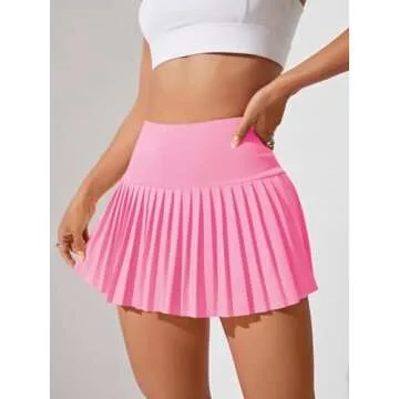 Milumia Women's Golf Skirt High Waist Pleated Mini Tennis Skirt Athletic Skort with Pocket Pale Pink Small
