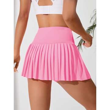 Milumia Women's Golf Skirt High Waist Pleated Mini Tennis Skirt Athletic Skort with Pocket Pale Pink Small