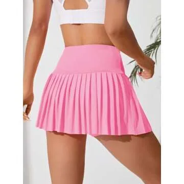 Milumia Women's Golf Skirt High Waist Pleated Mini Tennis Skirt Athletic Skort with Pocket Pale Pink Small