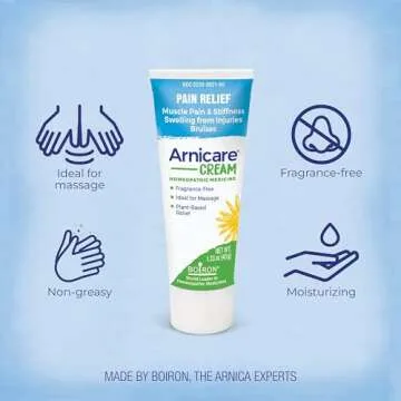 Boiron Arnicare Cream for Relief for Joint Pain, Muscle Pain, Muscle Soreness, and Swelling from Bruises or Injury - Fast Absorbing and Fragrance-Free - 1.3 oz