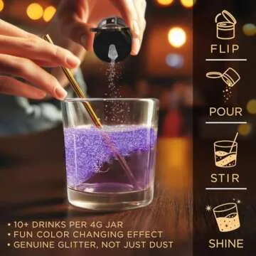 Purple Brew Glitter Color Changing Edible Glamour for Drinks