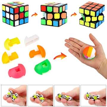 MIBOTE 34 Pcs Fidget Toys Set, Sensory Fidget Toys Bundle for Kids/Adults Stress Relief and Anti-Anxiety Hand Toys , Liquid Motion Timer, Fidget Pad, Snake Cube, Puzzle Balls, Cube