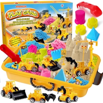ESSENSON Sensory Bin - Play Sand Kit with Construction Set Toy Truck and 4lbs Magical Sand, Pretend ...