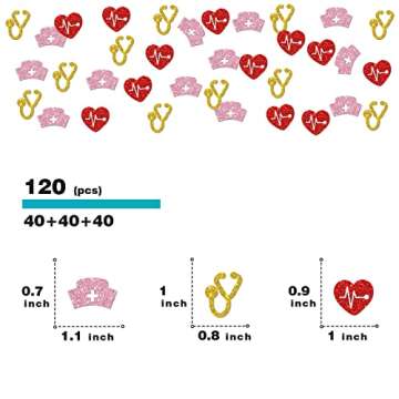 Ambishi 120pcs Glitter Nurse Graduation Confetti, Congrats Nurse/Doctor Grad Party Table Decoration,...