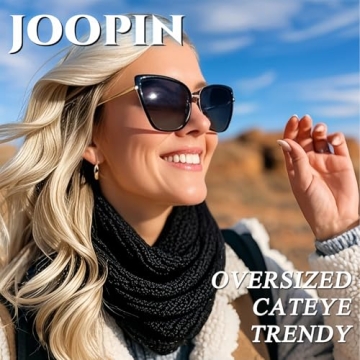 Joopin Oversized Cateye Sunglasses for Women Fashion Becky Large Cat Eye Sun Glasses UV400 Cute Trendy Ladies Big Black Shades Sunnies