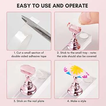 Makartt Nail Stand for Nails Art Display Practice Nail Holder for Painting Nails Stand for False Nail Press On Designs Magnetic Fake Nail Holder with 1M Double-sided Tape For Home DIY Salon Supplies