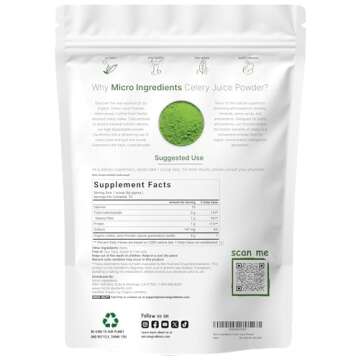 Organic Celery Juice Powder, 20 Ounce (1.25 Pound), 71 Serving, Celery Detox and Cold Pressed, Boost...
