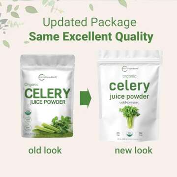 Organic Celery Juice Powder, 20 Ounce (1.25 Pound), 71 Serving, Celery Detox and Cold Pressed, Boosts Immune System, Energy and Supports Gut Health, Rich in Immune Vitamin C and Minerals, Vegan