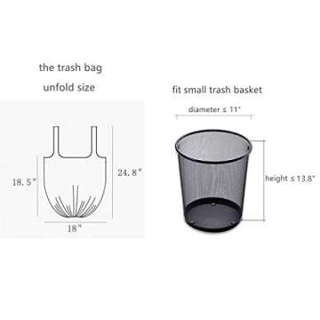 Small Trash Bags, Handle Tie Garbage Bags Colored Lnawieor Strong Rubbish Bags Wastebasket Liners fo...