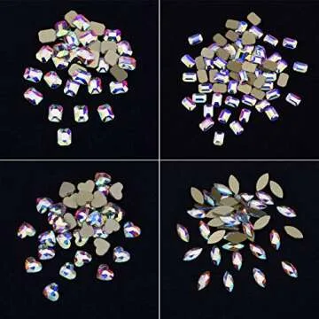 240pcs Popular 12 Styles FlatBack Crystals Mix Sizes Multi Shapes Glass Crystal AB Rhinestones For Nail Art Craft 3D Decorations Flat Back Stones Gems Set Box