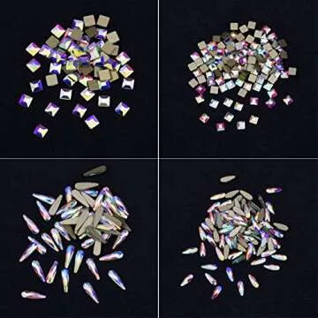 240pcs Popular 12 Styles FlatBack Crystals Mix Sizes Multi Shapes Glass Crystal AB Rhinestones For Nail Art Craft 3D Decorations Flat Back Stones Gems Set Box