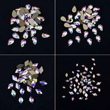 240pcs Popular 12 Styles FlatBack Crystals Mix Sizes Multi Shapes Glass Crystal AB Rhinestones For Nail Art Craft 3D Decorations Flat Back Stones Gems Set Box