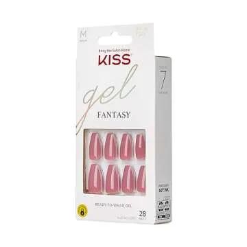 KISS Gel Fantasy Sculpted Long Fake Nails - Letter To Ur EX, Pink, Easy To Apply, Easy Removal, Up T...