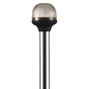 Attwood 5350-PA12-7 Folding All-Round 12-Inch Marine Boat Incandescent Pole Light, Silver, One Size