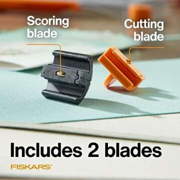 Fiskars TripleTrack Trimmer Replacement Blades - 2-Pack - High Profile Style I Blades for Cutting and Scoring - Arts and Crafts - Orange/Black