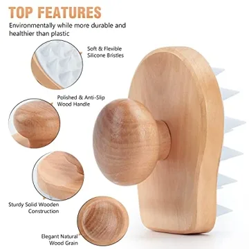 Wooden Scalp Massager with Soft Bristles for Hair Growth
