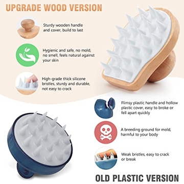 Wooden Scalp Massager with Soft Bristles for Hair Growth