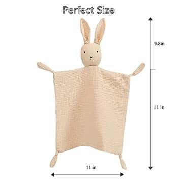 Insular Bunny Lovey Blanket for Boys and Girls - 100% Organic Cotton Muslin Security Blanket - Soft ...