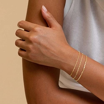 Dainty 14K Gold Plated Bracelet Set for Women
