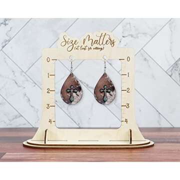 Faux Cowhide Cross Earrings - Cowgirl jewelry - Western Earrings - Rustic Earrings - Teardrop Earrings - Raindrop Earrings - Country Earrings - Gift For Her - Wood Printed Earrings