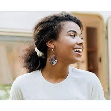 Faux Cowhide Cross Earrings - Cowgirl jewelry - Western Earrings - Rustic Earrings - Teardrop Earrings - Raindrop Earrings - Country Earrings - Gift For Her - Wood Printed Earrings