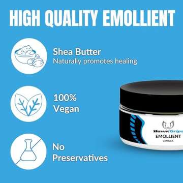 HawkGrips 8oz Massage Emollient, Vanilla, Emollient for IASTM and Massage, Soft Tissue Mobilization & Lubrication for Massage Therapy, Shea Butter, Oil Based, Vegan, Cream Alternative, Pack of 1