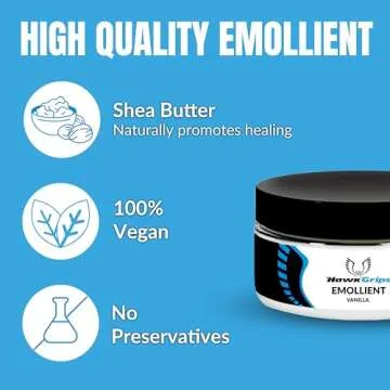HawkGrips 8oz Massage Emollient, Vanilla, Emollient for IASTM and Massage, Soft Tissue Mobilization & Lubrication for Massage Therapy, Shea Butter, Oil Based, Vegan, Cream Alternative, Pack of 1