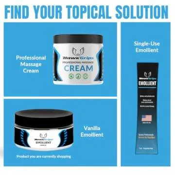 HawkGrips 8oz Massage Emollient, Vanilla, Emollient for IASTM and Massage, Soft Tissue Mobilization & Lubrication for Massage Therapy, Shea Butter, Oil Based, Vegan, Cream Alternative, Pack of 1