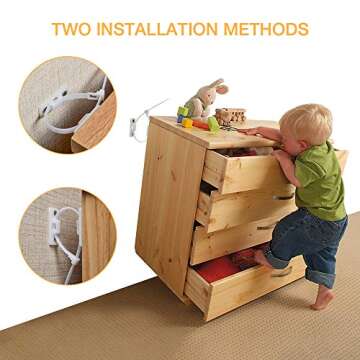 Furniture Straps,(10-Pack) Wall Anchor, Furniture Anchors for Baby Proofing Safety, Anti Tip Furniture Kit, Furniture Wall Straps, Bearing 132Ib, Nylon Straps