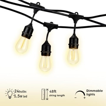 LED Outdoor Patio Lights | 46-Foot String Lights for Entertainment