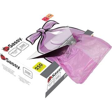 Sassy 250 Count Disposable Diaper Sacks, Lavender Scented, Easy-To-Tie, Diaper Disposal or Pet Waste...
