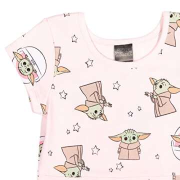 STAR WARS The Child Little Girls French Terry Skater Dress 7-8 Pink