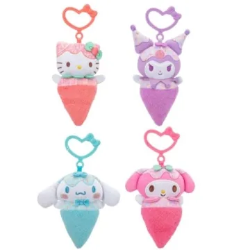 Hello Kitty and Friends 4-Pack Ice Cream Clip-On Plush Featuring Hello Kitty, Kuromi, My Melody, and...
